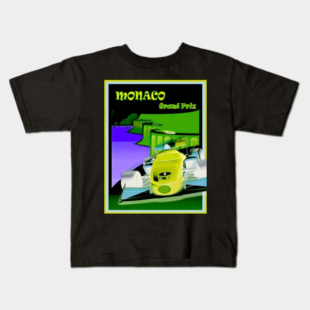 Monaco Grand Prix Automobile Racing Abstract Advertisement Kids T-Shirt by posterbobs